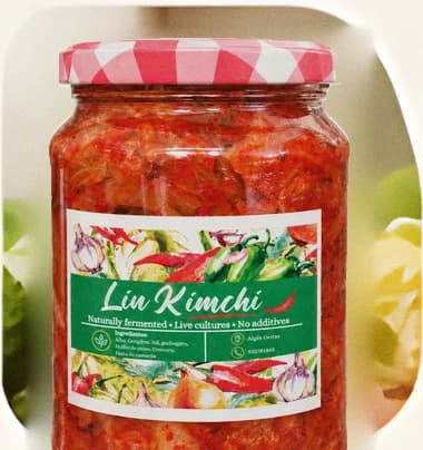Frasco de Lin Kimchi visto de perto